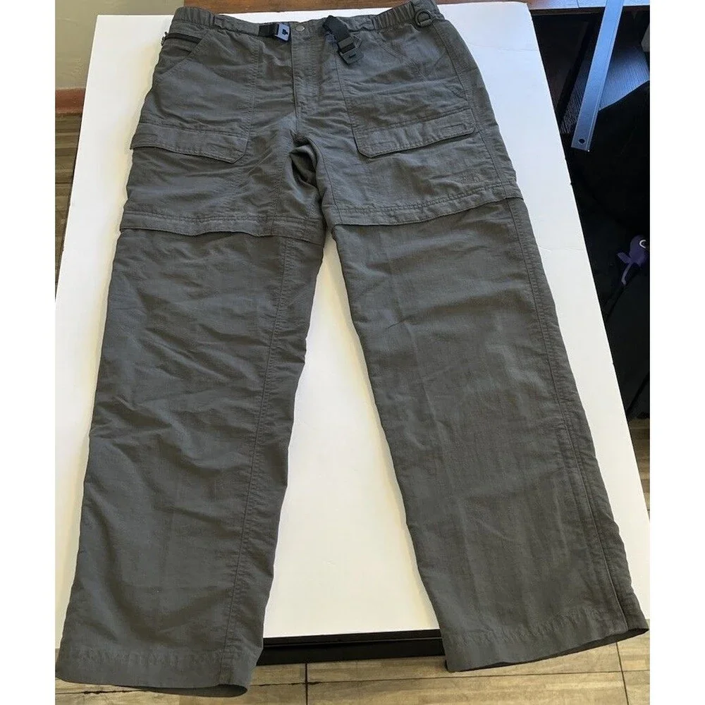 The North Face Y2K Mens Gray Belted Pants L Utility Pockets Adjustable Waist